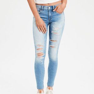 American Eagle Light Wash Distressed Jeggings